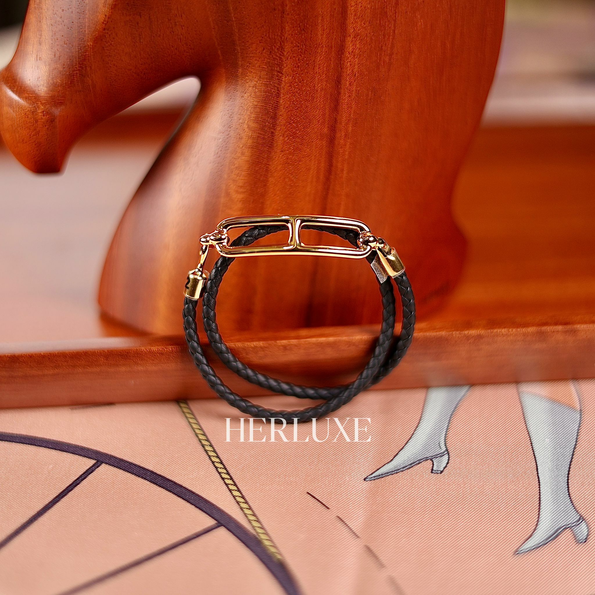 Roulis double tour tressé bracelet 89 noir cc  T1 T2