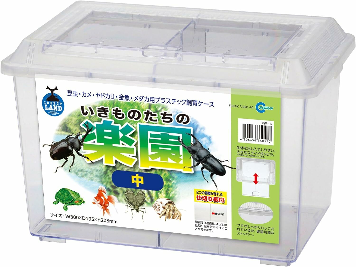 日本Marukan 甲蟲/昆蟲透明塑膠飼養箱(Mini/ Size S 附分間膠板)