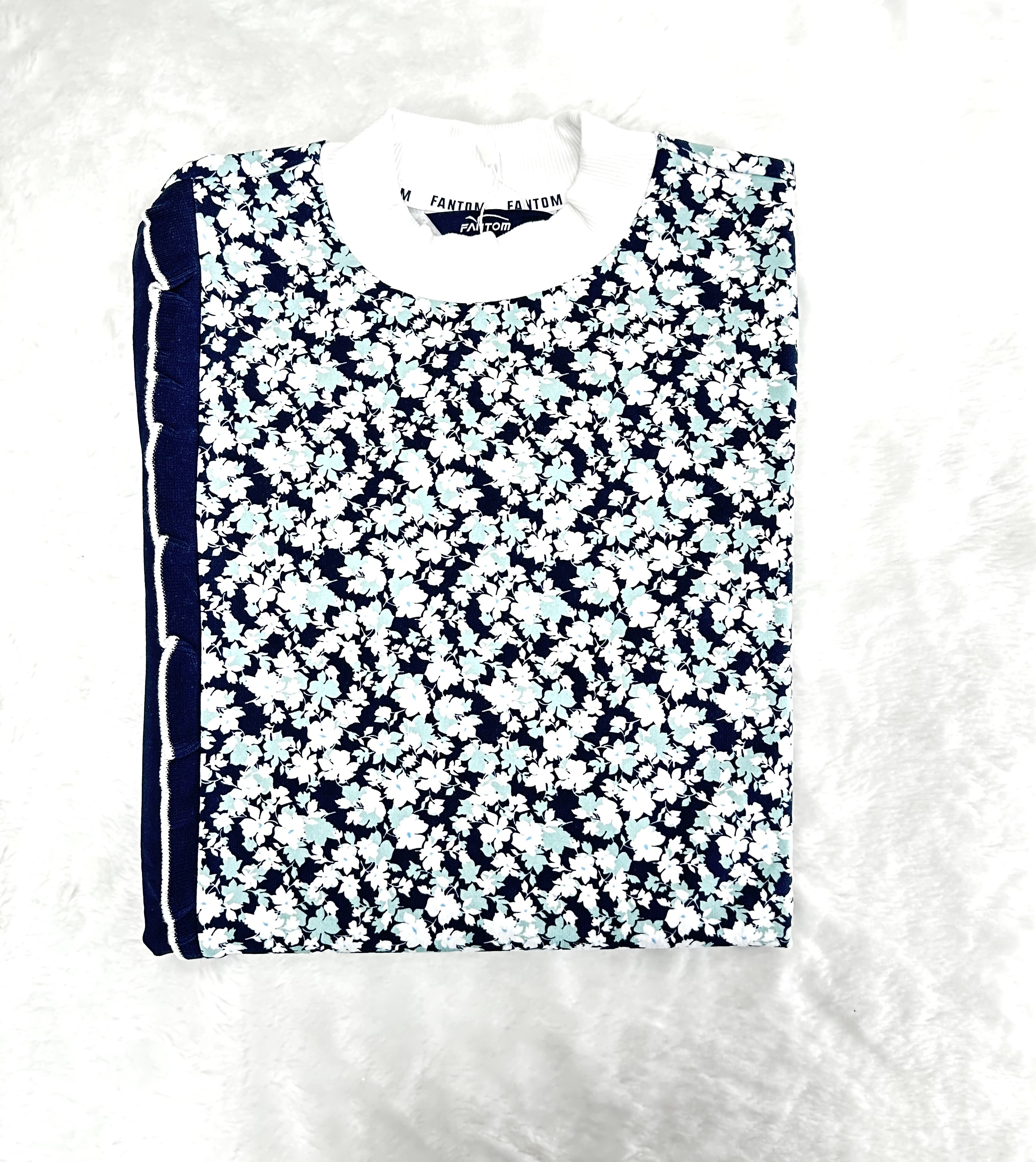 女【現貨】5折起/ 韓國FanTom 正品同步/韓版花卉印花 薄款高級棉長袖T卹 /網美推薦高爾夫球衣/ #MW112336