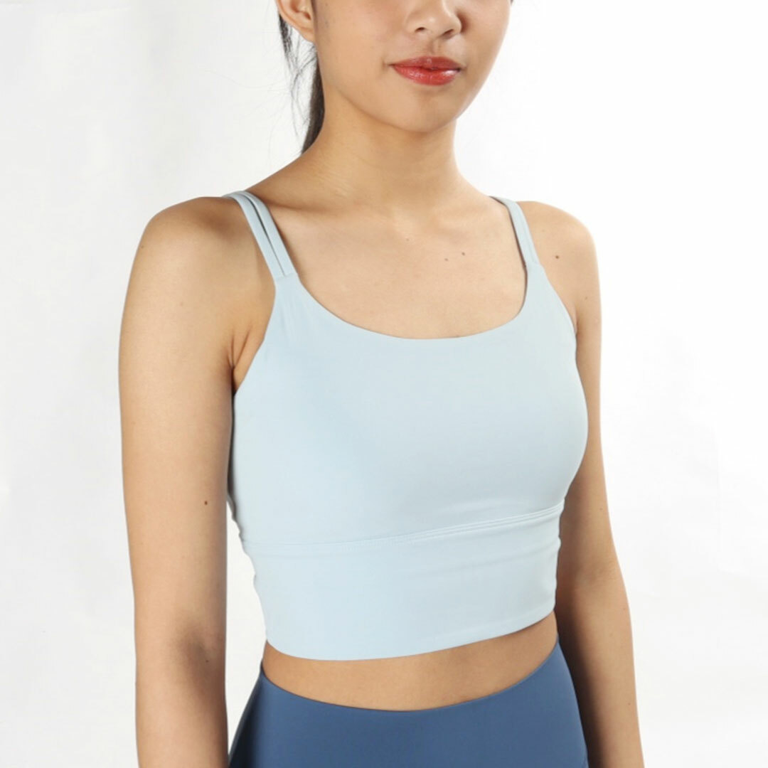雙細肩帶含罩杯瑜珈/運動/機能背心【固定襯墊/下厚上薄】