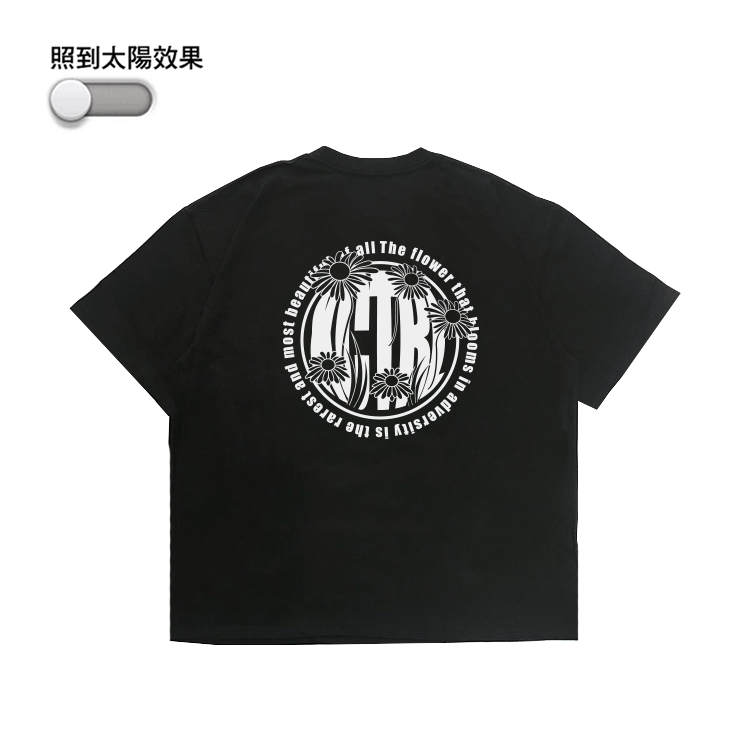 XCTRL 逆境綻放的花朵變色短T-黑