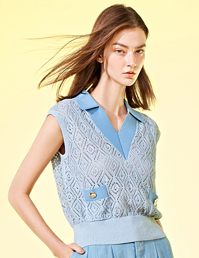 BD10258A1 水波舞格紋小蓋秀馬球衫