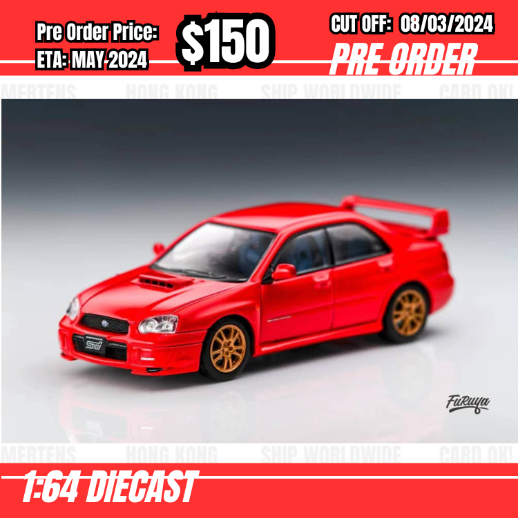 PO-$150 * Furuya * 1:64 Subaru Impreza WRX STi Sedan 8th Gen Red [OD06/03]