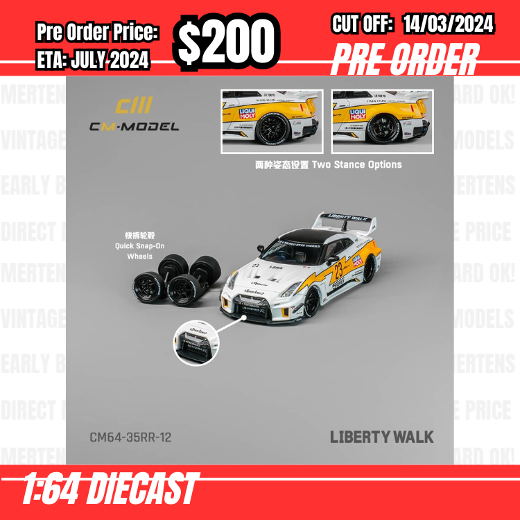 PO-$200 * CM Model * 1:64 Nissan R35 Super Silhouette 35GT-RR White Flash #23 [OD06/03]