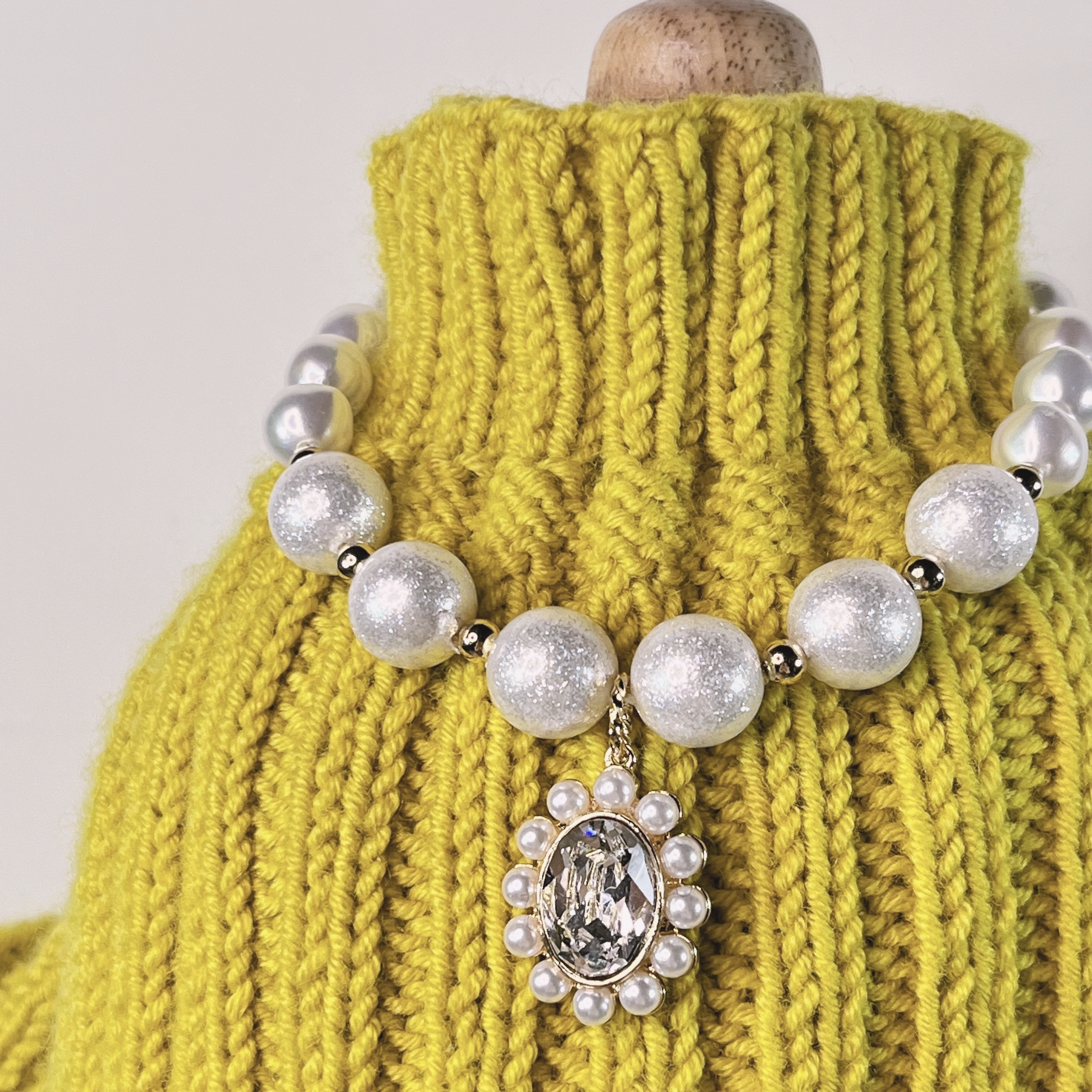 Salon de Peony 復古水晶星彩珍珠項鍊