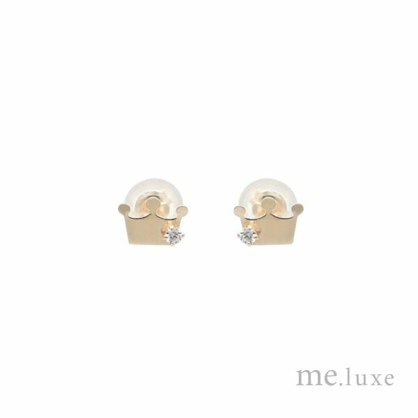 【me.luxe】K10鋯石皇冠耳環