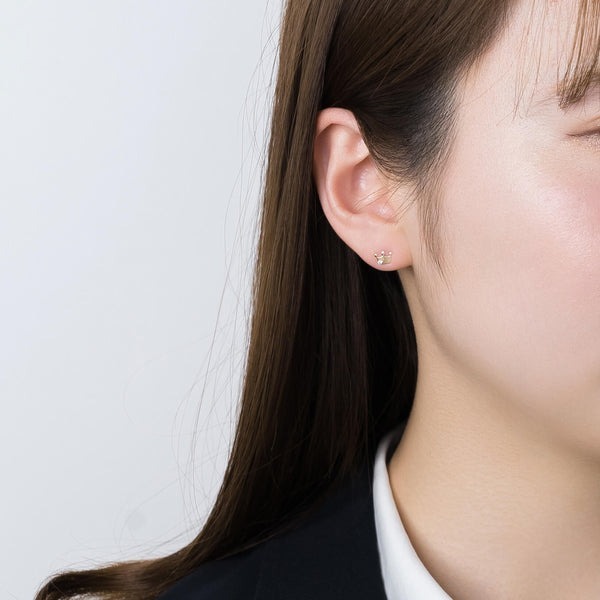 【me.luxe】K10鋯石皇冠耳環