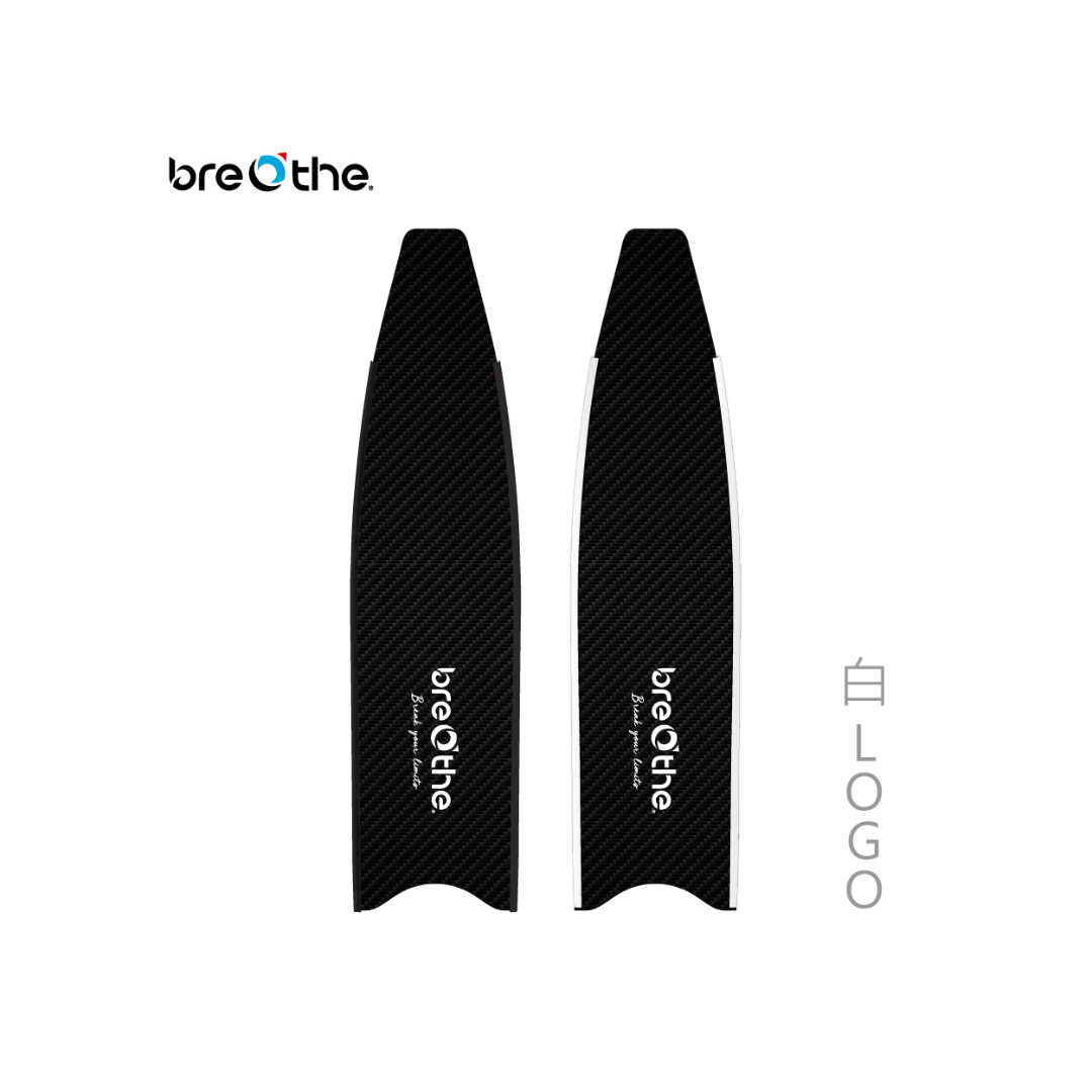 ▲水呼吸breathe 碳纖維長蛙鞋板 素面黑 白LOGO 15-AS