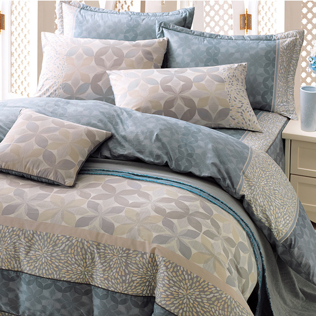 200織精梳棉七件式床罩組  | 2033 朱利安 藍  | 鴻宇