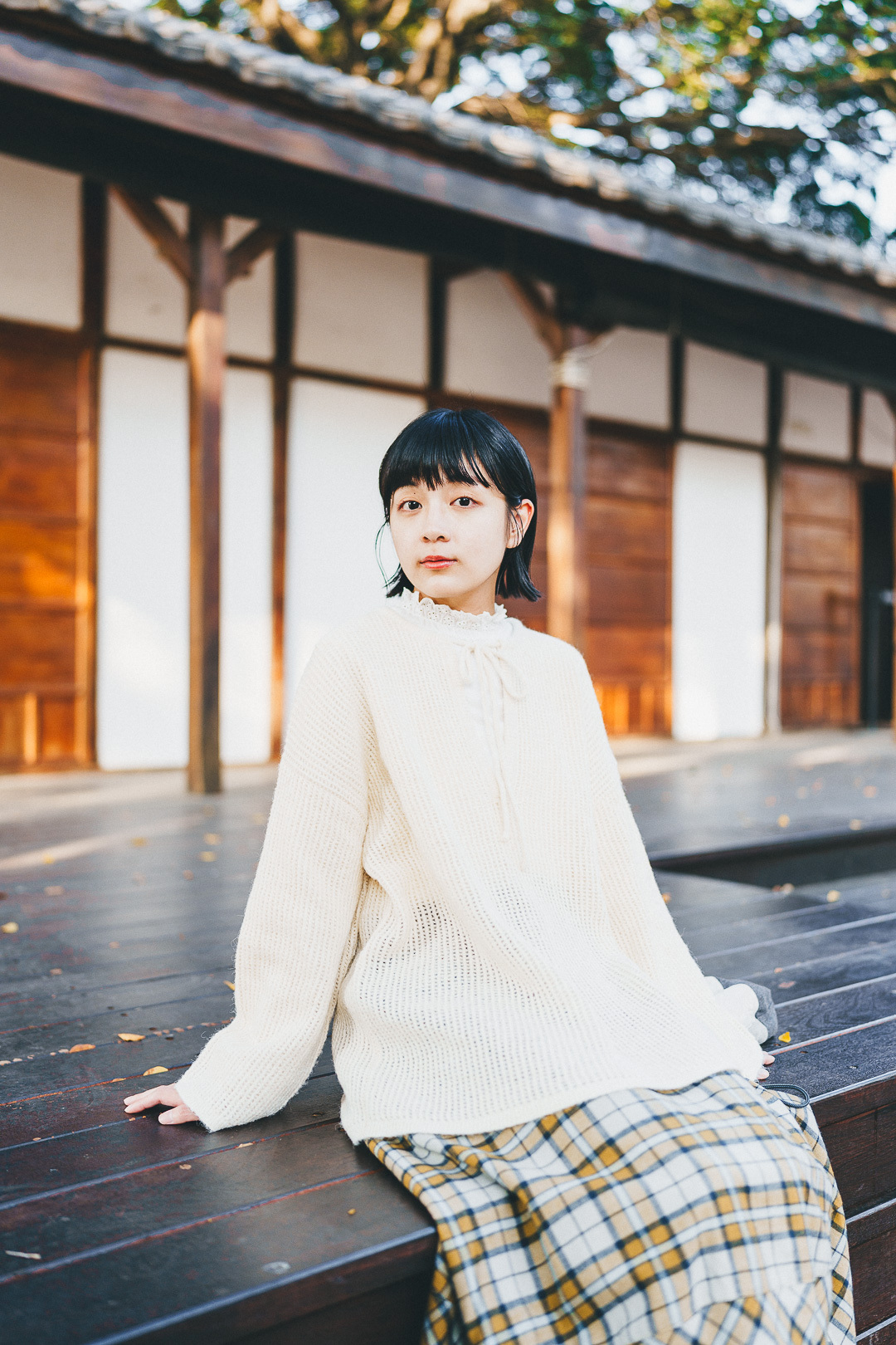 (限量)回憶裡發光！華夫格綁帶針織衣(三色-象牙)