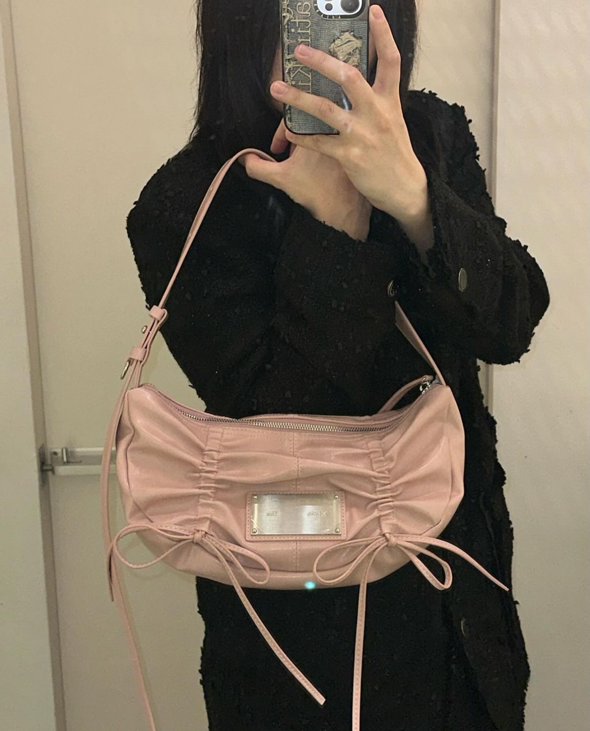 MARTINKIM HALF SHIRRING RIBBON ROUND BAG - バッグ