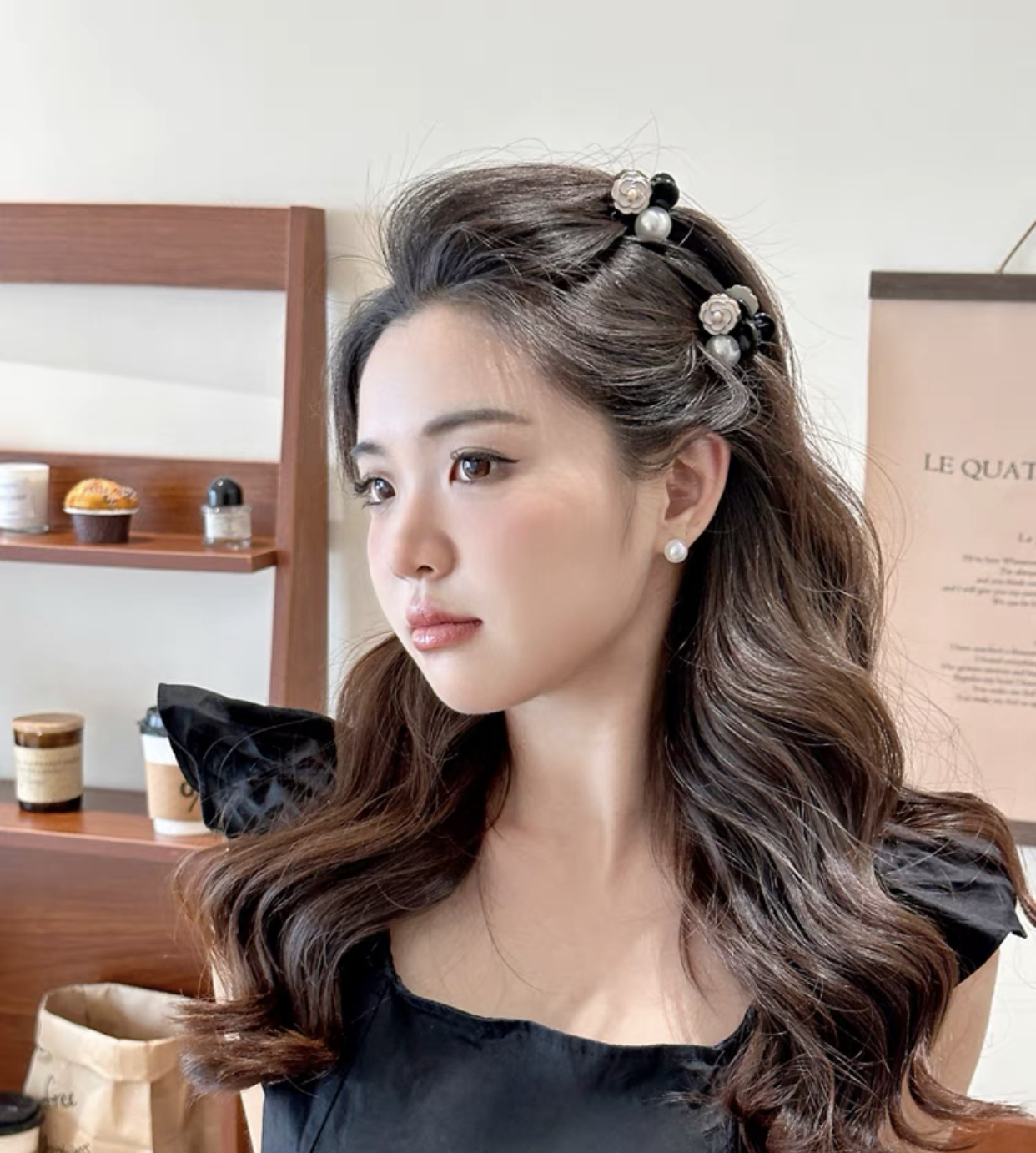 [5 FOR RM10] Elegant Vintage Camellia with Pearl Mini Hair Claw