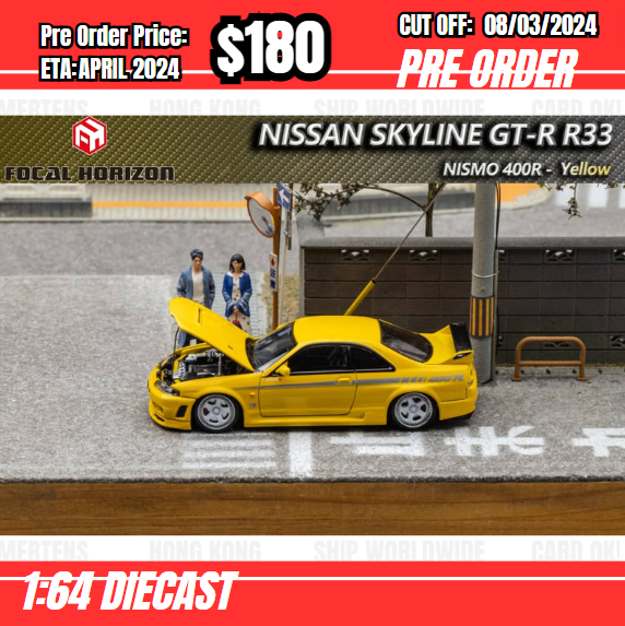 PO-$180 * FH * 1:64 Nissan Skyline GTR R33 Nismo 400R Yellow [OD06/03]