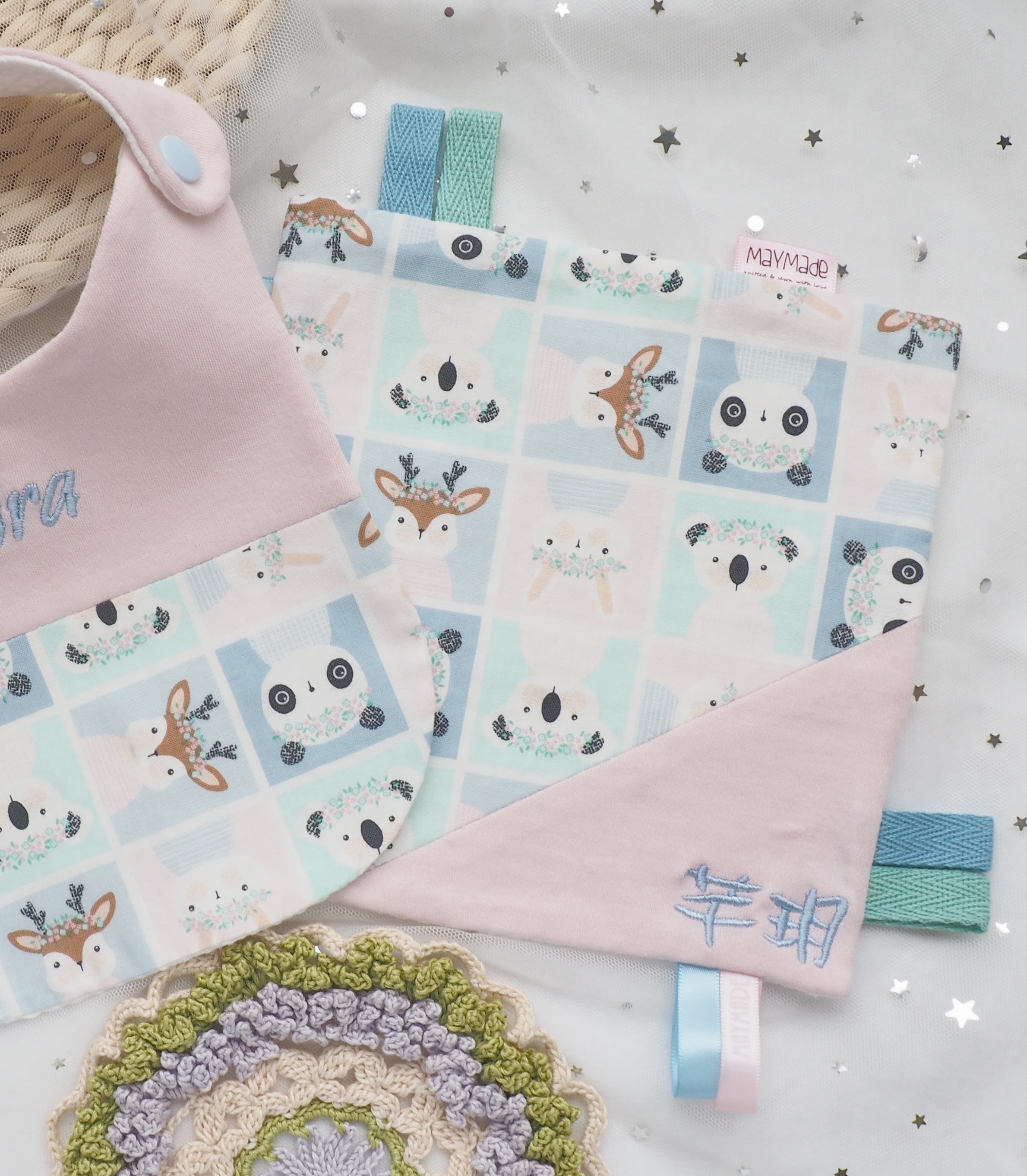 格仔派對動物圖案 安撫巾