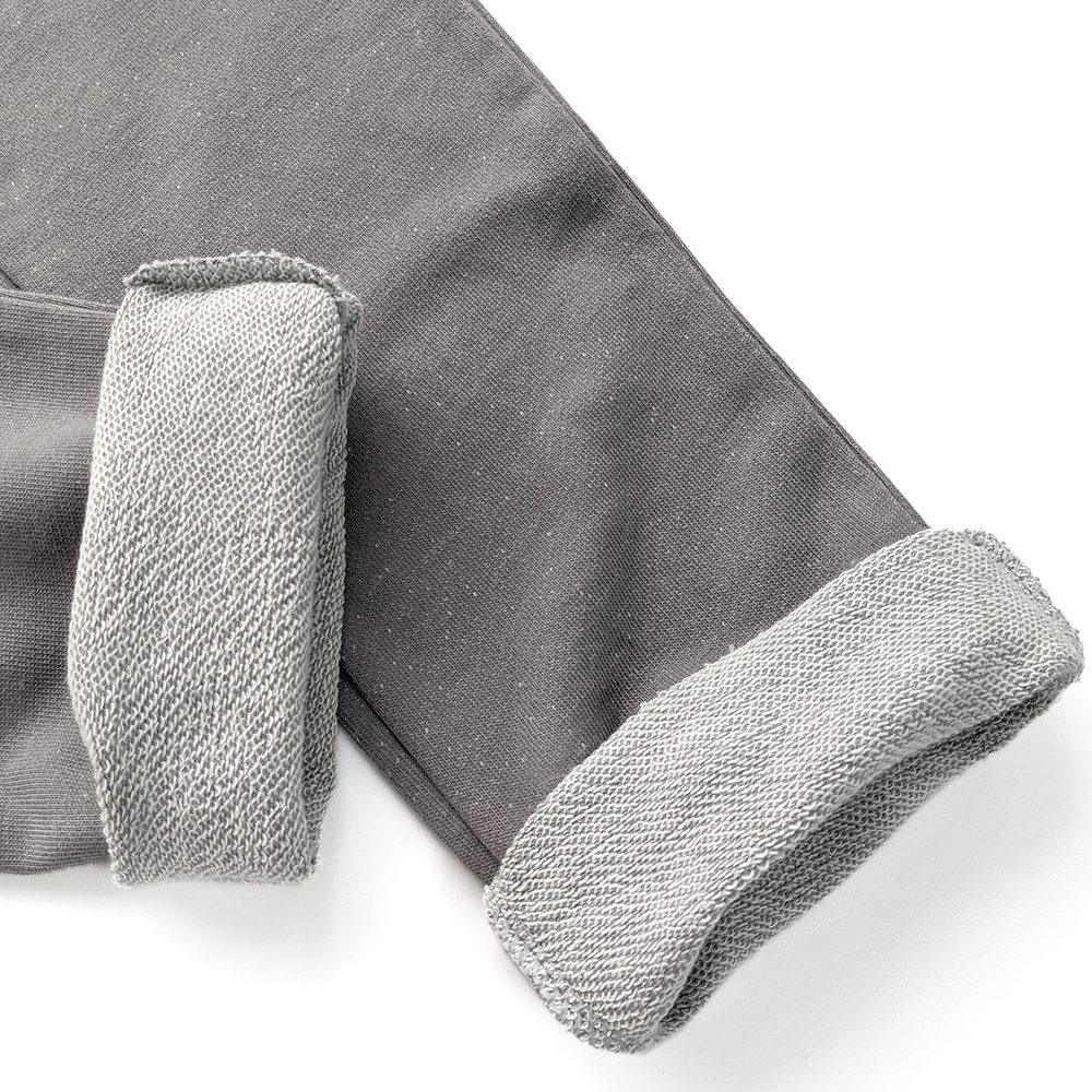 有機棉兒童中魚鱗長褲-花紗灰 | 藍天畫布有機棉