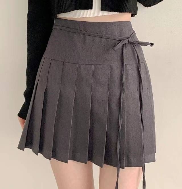 【優惠價預訂】韓國綁繩百摺裙（2色）