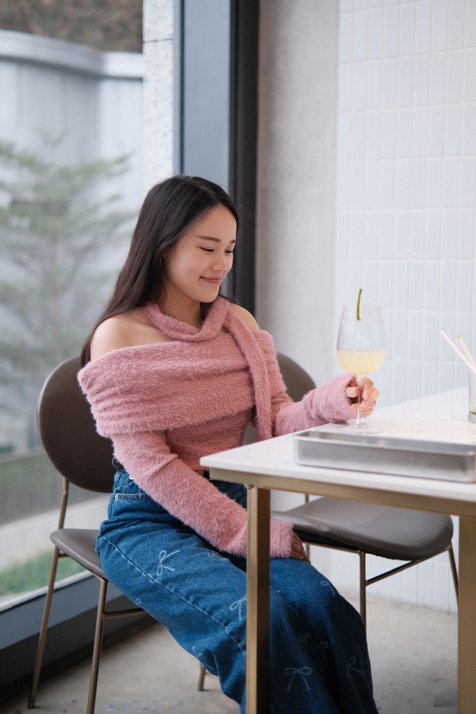 斷貨 !藕粉毛毛一字膊🩰