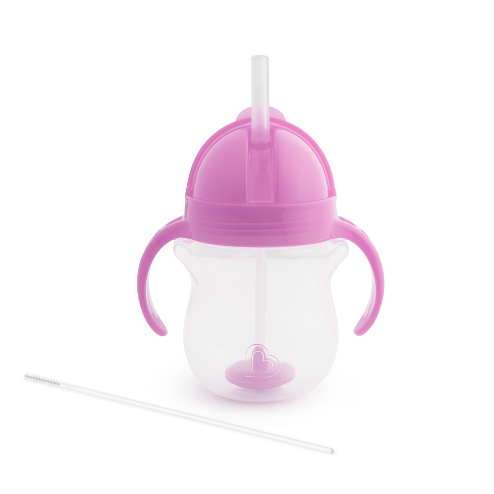 貼心鎖滑蓋防漏杯(360度吸管)207ml-紫