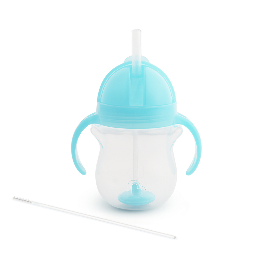貼心鎖滑蓋防漏杯(360度吸管)207ml-藍