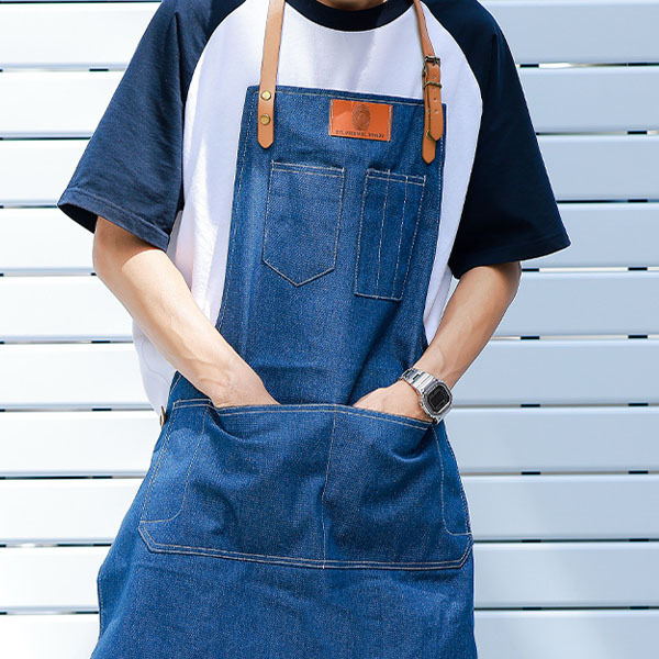 手作坊牛仔皮革背帶圍裙