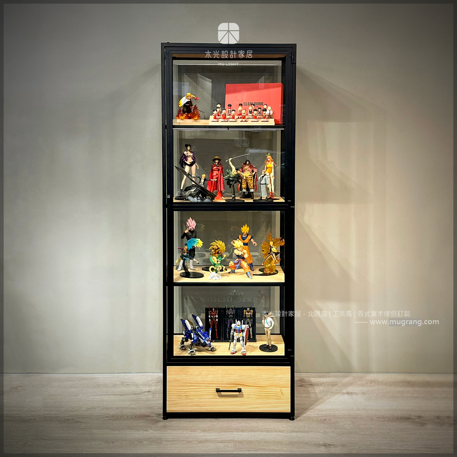 台灣製-實木玻璃燈光展示櫃|可訂製