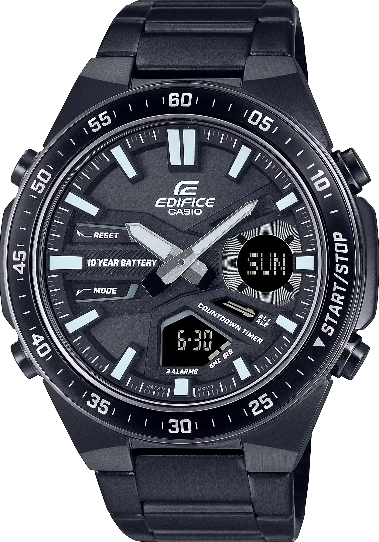 萬年鐘錶 - CASIO EDIFICE 系列 賽車全黑款雙顯錶面男錶 EFV-C110DC-1A 錶徑 : 46.9MM