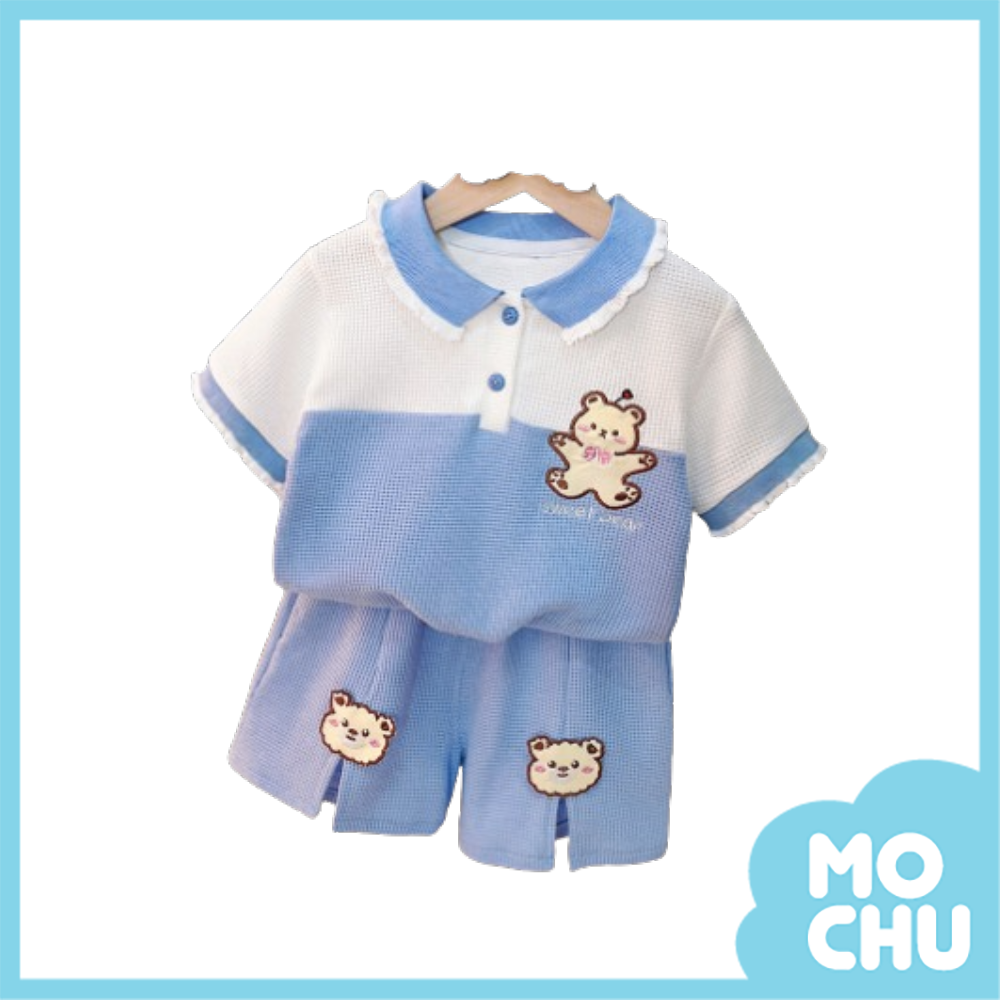 小熊花邊短袖套裝(三色)