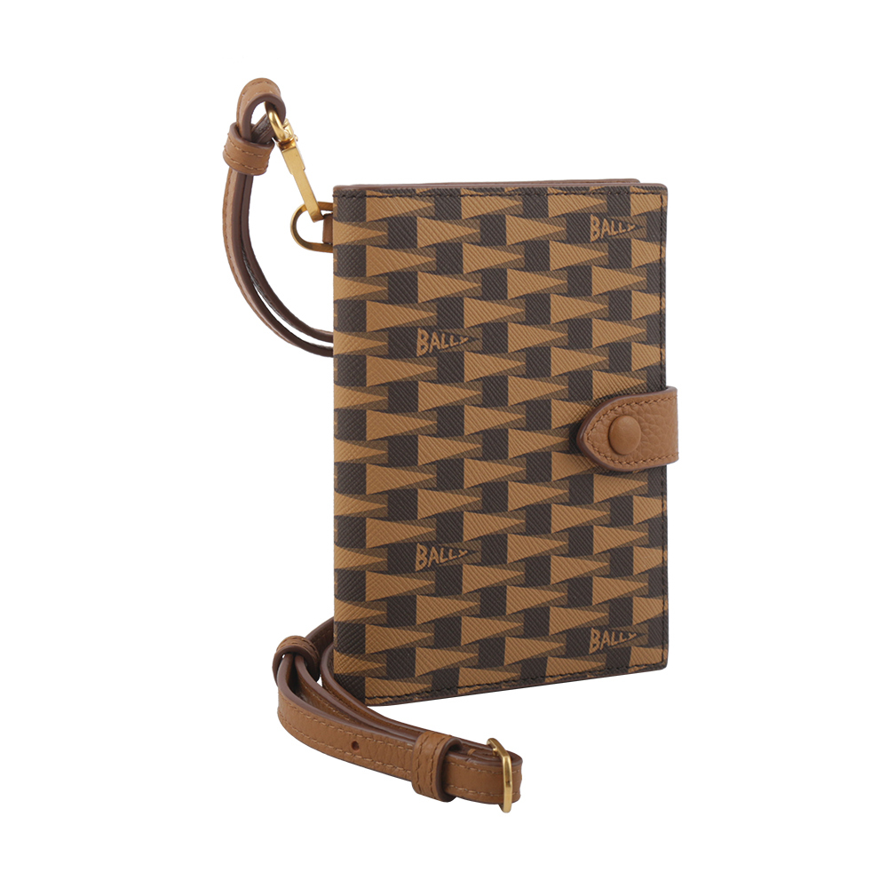 【BALLY】Pennant Monogram 塗層帆布二折萬用護照夾(棕色) 6307489