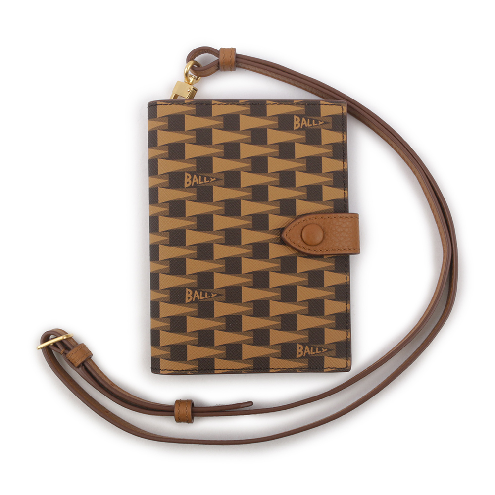 【BALLY】Pennant Monogram 塗層帆布二折萬用護照夾(棕色) 6307489