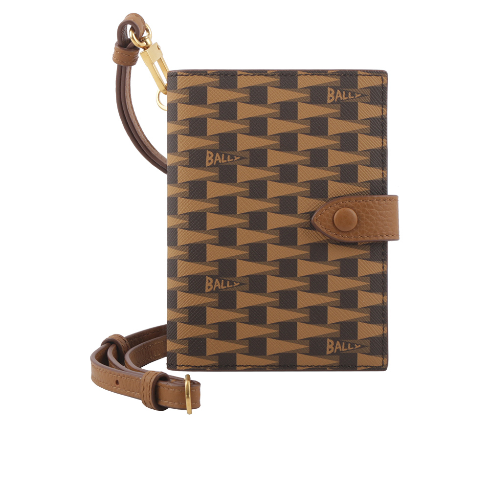 【BALLY】Pennant Monogram 塗層帆布二折萬用護照夾(棕色) 6307489