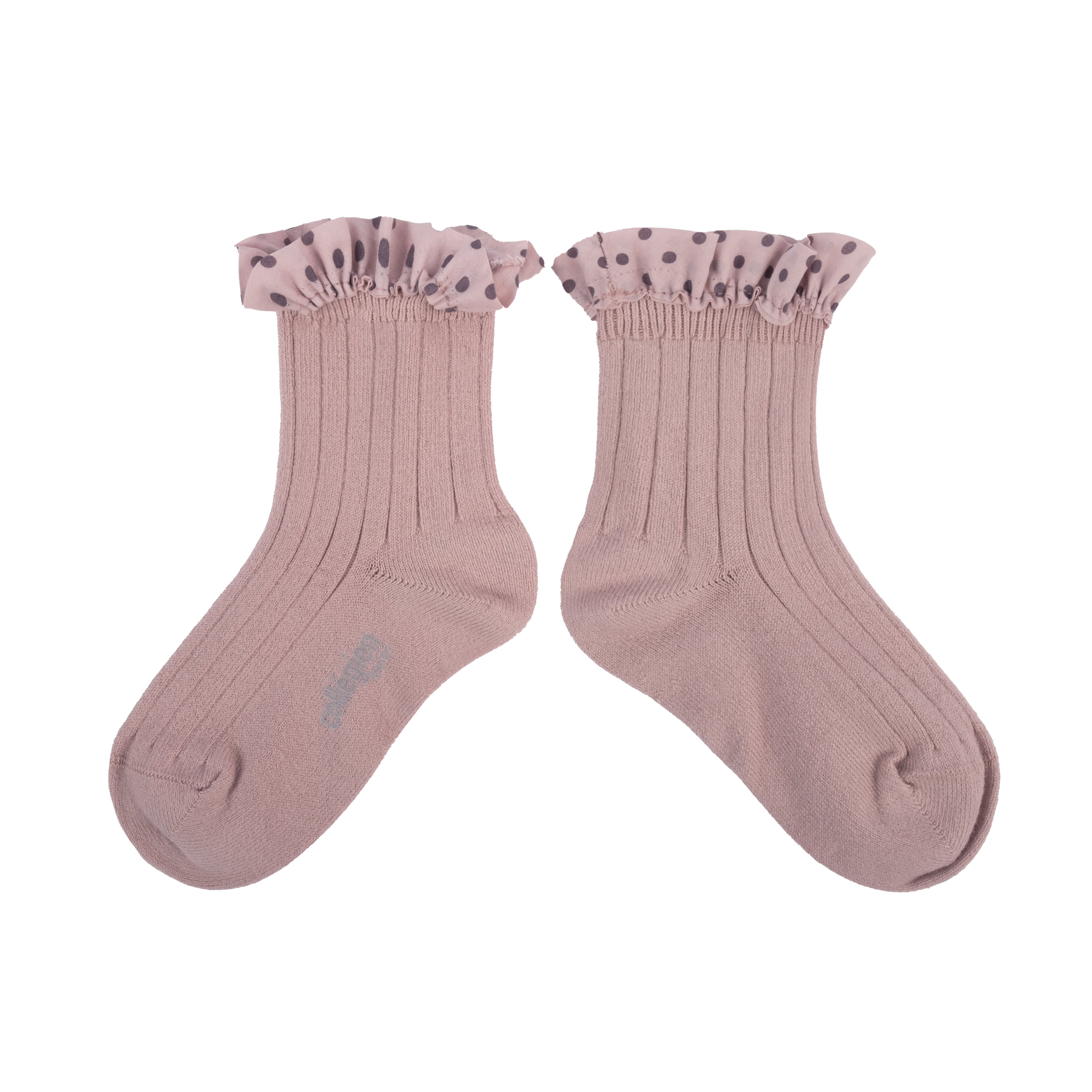 COLLÉGIEN - Emilie Polka Dots Ruffle Ankle Socks（Vieux Rose）