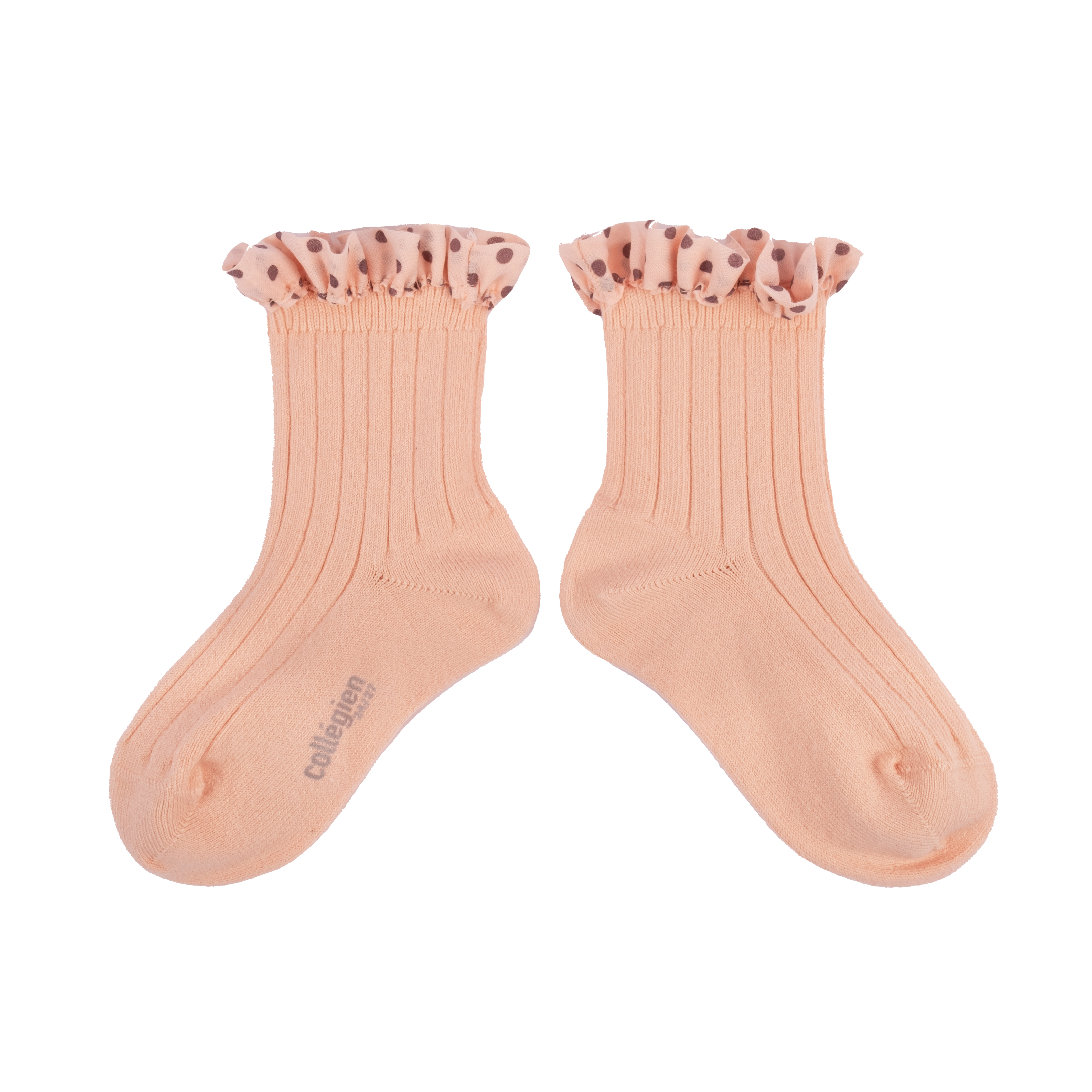COLLÉGIEN - Emilie Polka Dots Ruffle Ankle Socks（Sorbet）
