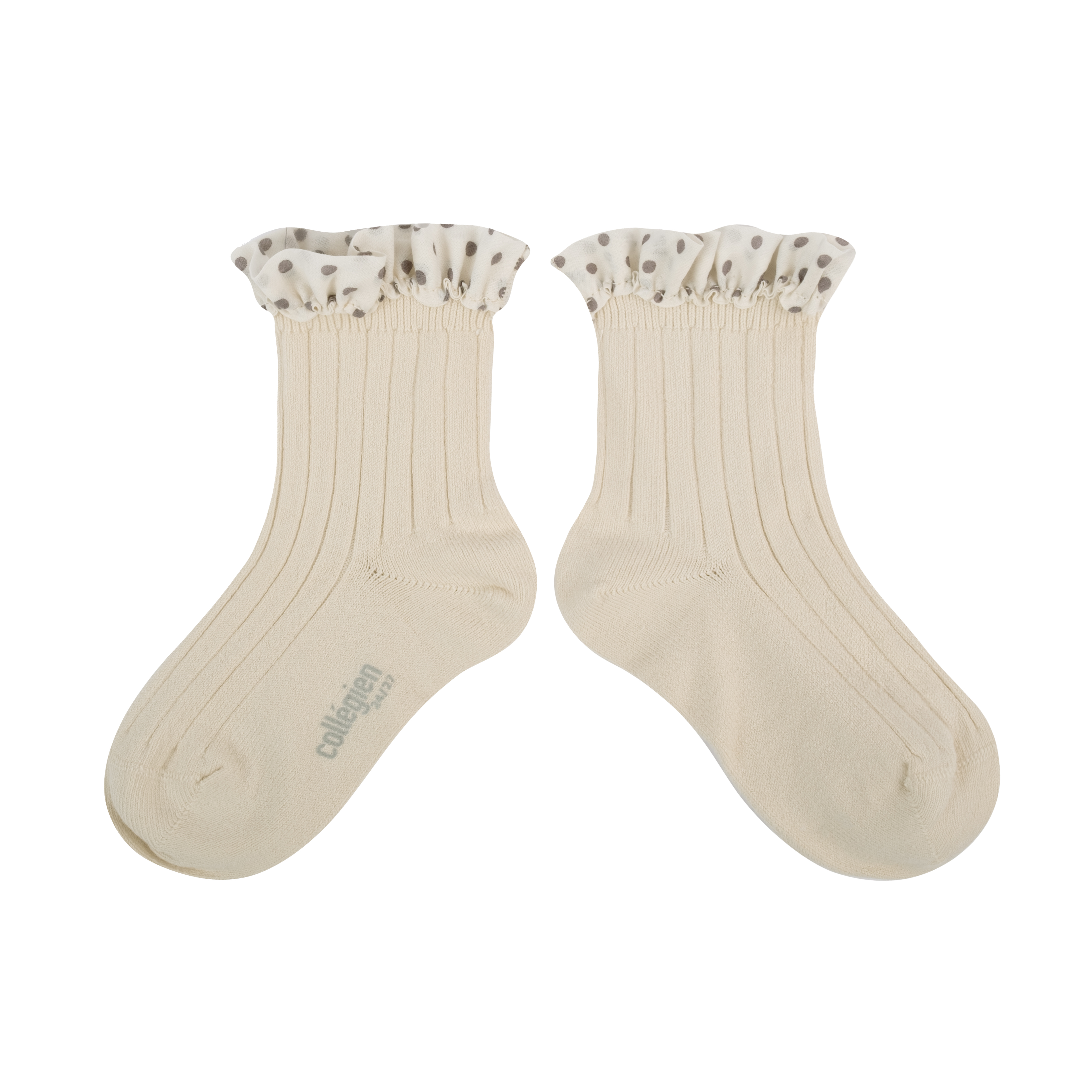COLLÉGIEN - Emilie Polka Dots Ruffle Ankle Socks（Doux Agneaux）
