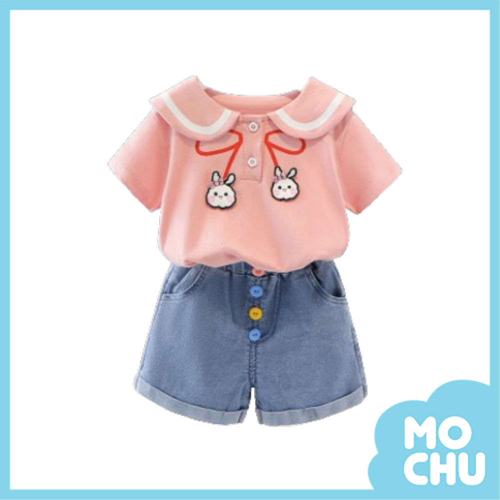 小圓領蝴蝶結兔兔套裝