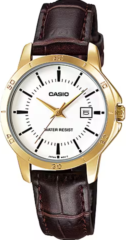 萬年鐘錶 - CASIO  復古金色皮革款女錶 LTP-V004GL-7A 錶徑30.2MM