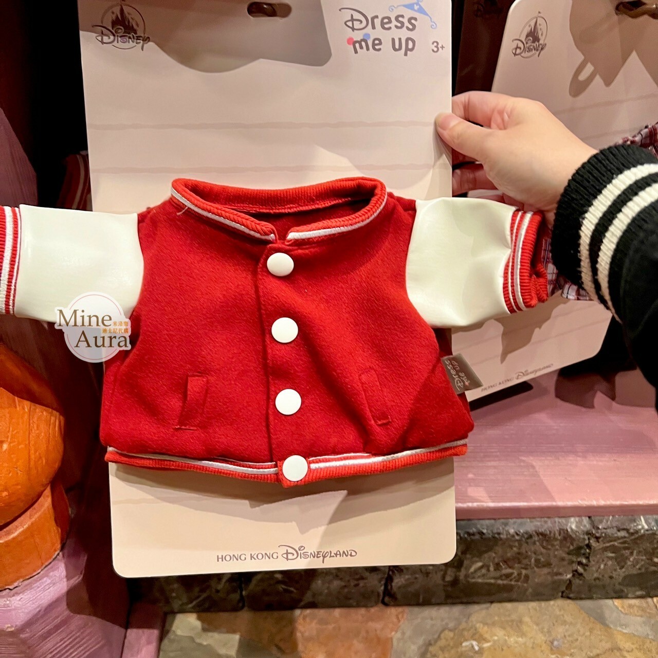 (特價現貨) Dress me up 系列 達菲 Duffy 與好友們 S號娃娃 紅色拼接棒球外套+格紋裙子 造型服裝 (無娃娃) -香港迪士尼樂園