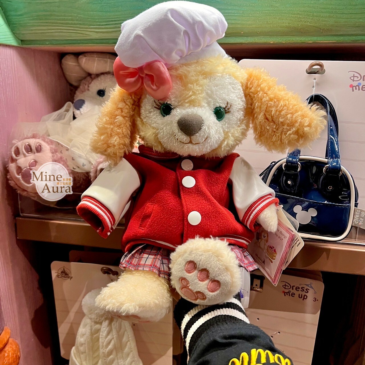 (特價現貨) Dress me up 系列 達菲 Duffy 與好友們 S號娃娃 紅色拼接棒球外套+格紋裙子 造型服裝 (無娃娃) -香港迪士尼樂園