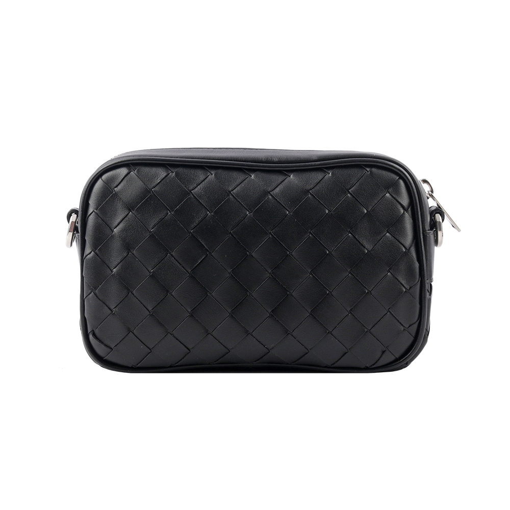【BOTTEGA VENETA】Intrecciato 小牛皮編織迷你相機包(黑色) 765911 V2HL1 8803