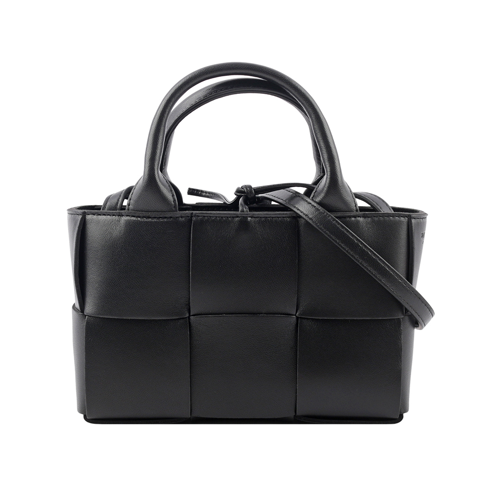 【BOTTEGA VENETA】Candy Arco 大格小羊皮編織迷你二用包(黑色) 729029 VCQC2 8425
