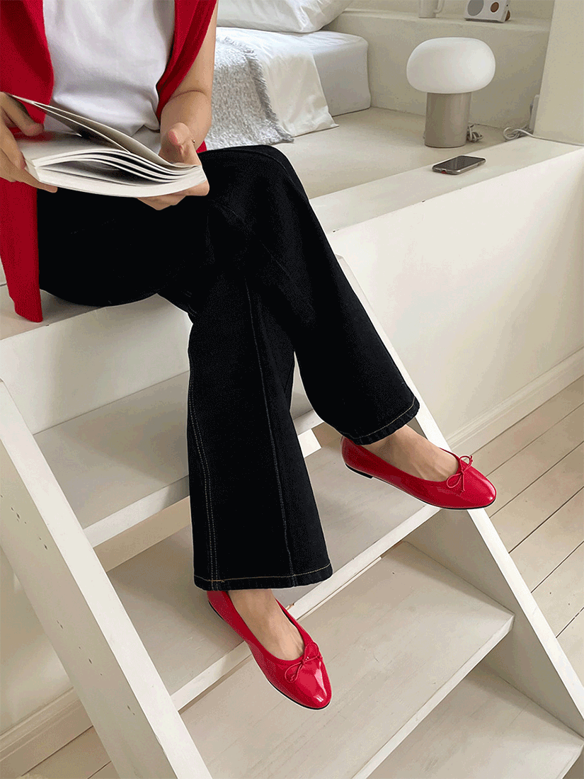 法式蝴蝶結漆皮平底鞋 [ 8色 / 230-250 ]