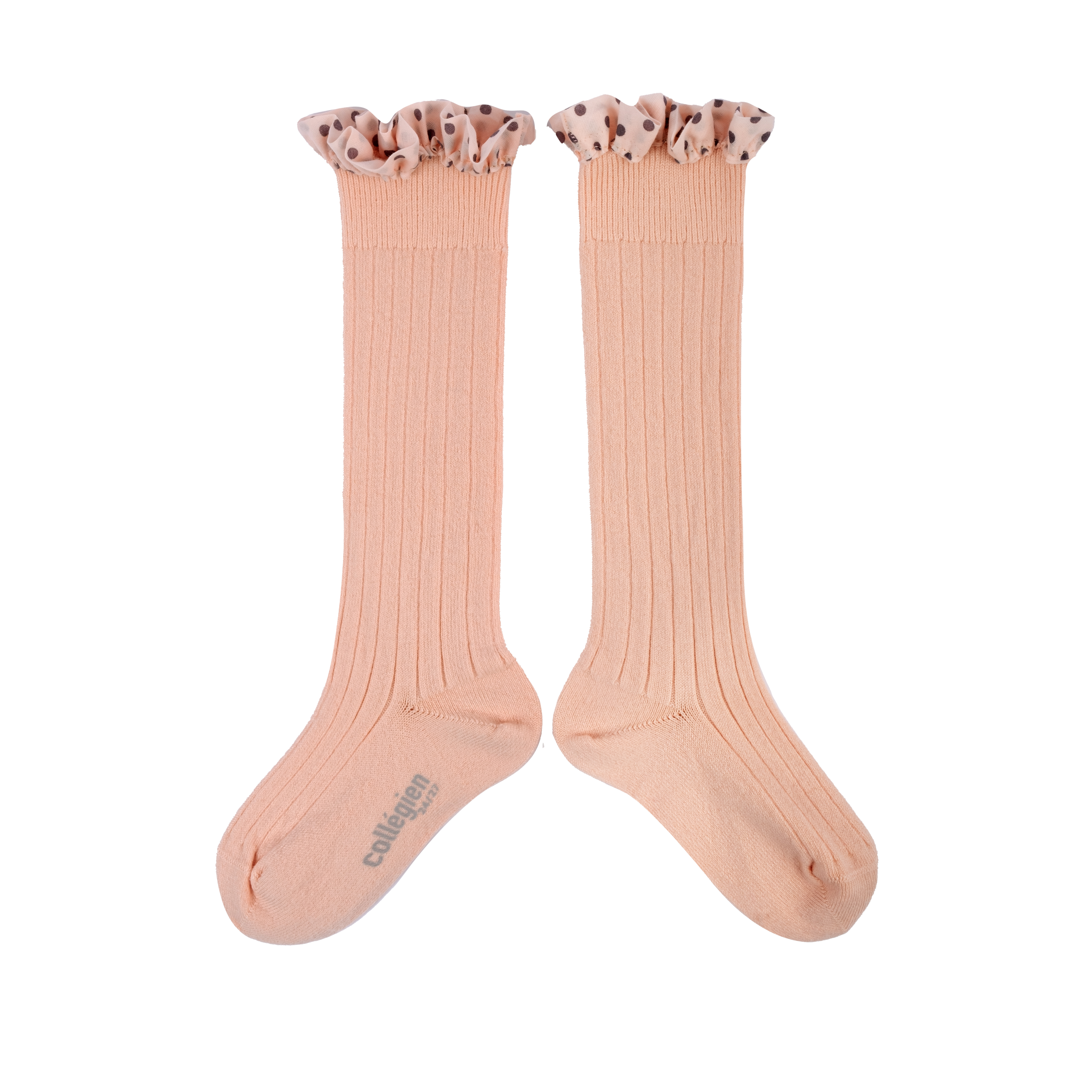 COLLÉGIEN - Maud Polka Dots Ruffle Knee-high Socks（Sorbet）