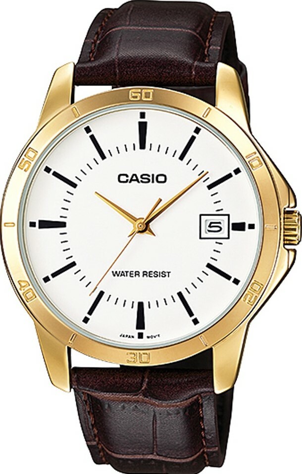 萬年鐘錶 - CASIO  復古金色皮革款男錶 MTP-V004GL-7A  錶徑41.5MM
