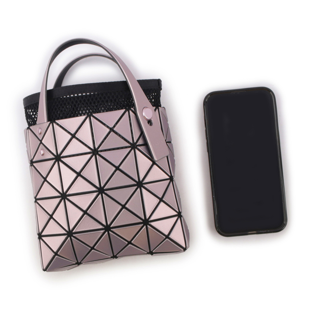 【ISSEY MIYAKE三宅一生】BAO BAO LUCENT BOXY 4X4 迷你金屬色手提包(粉色) AG651 22