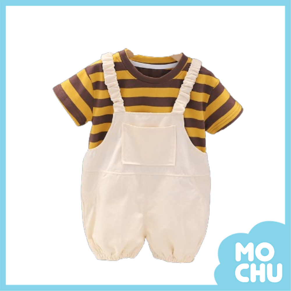 條紋背帶褲套裝