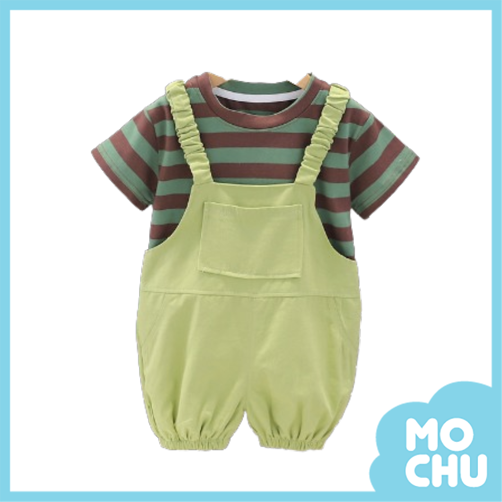 條紋背帶褲套裝