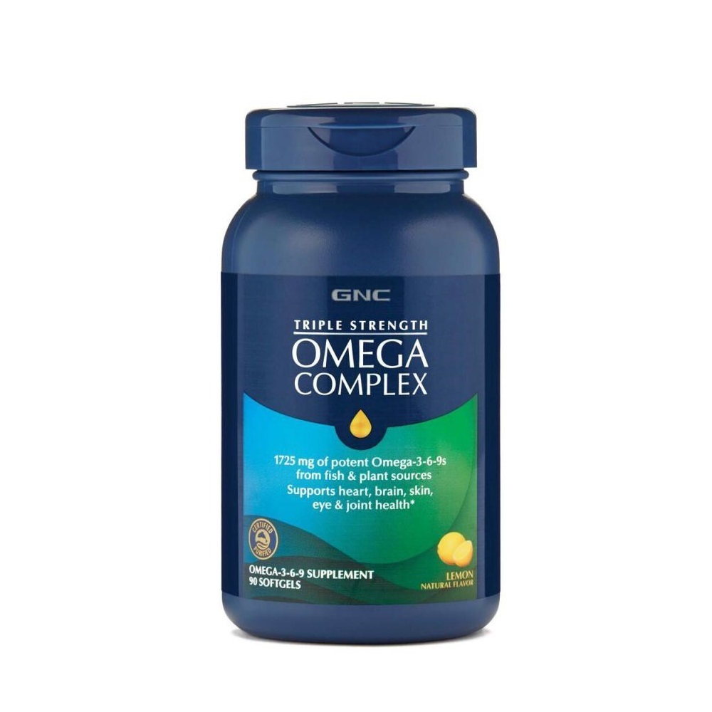 GNC - 三倍強效復合Omega 3-6-9 野生深海魚油檸檬味 90粒