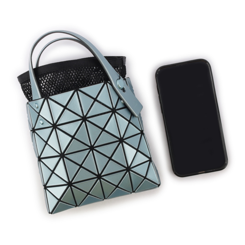 【ISSEY MIYAKE三宅一生】BAO BAO LUCENT BOXY 4X4 迷你金屬色手提包(淺藍色) AG651 71