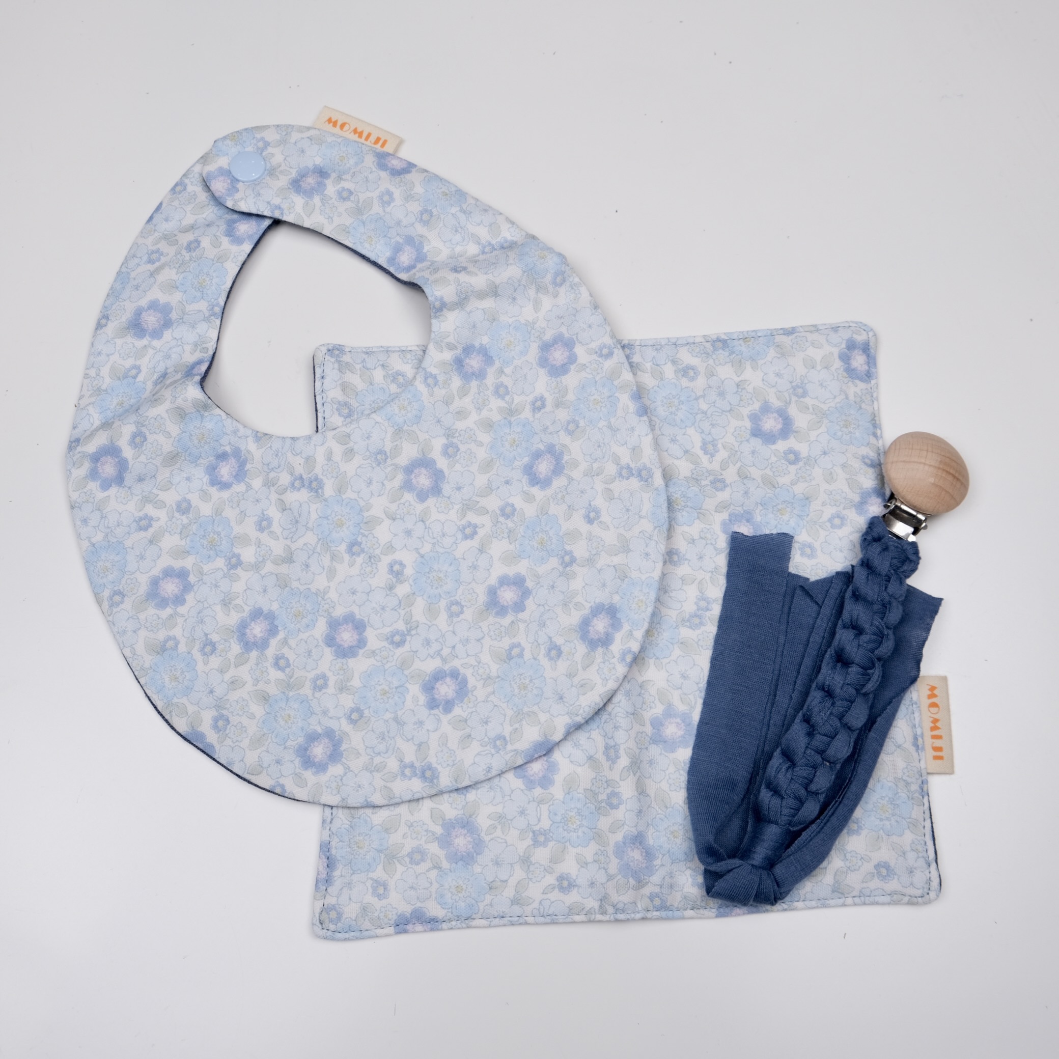 嬰兒 / 彌月禮盒三件組-藍色小花卉