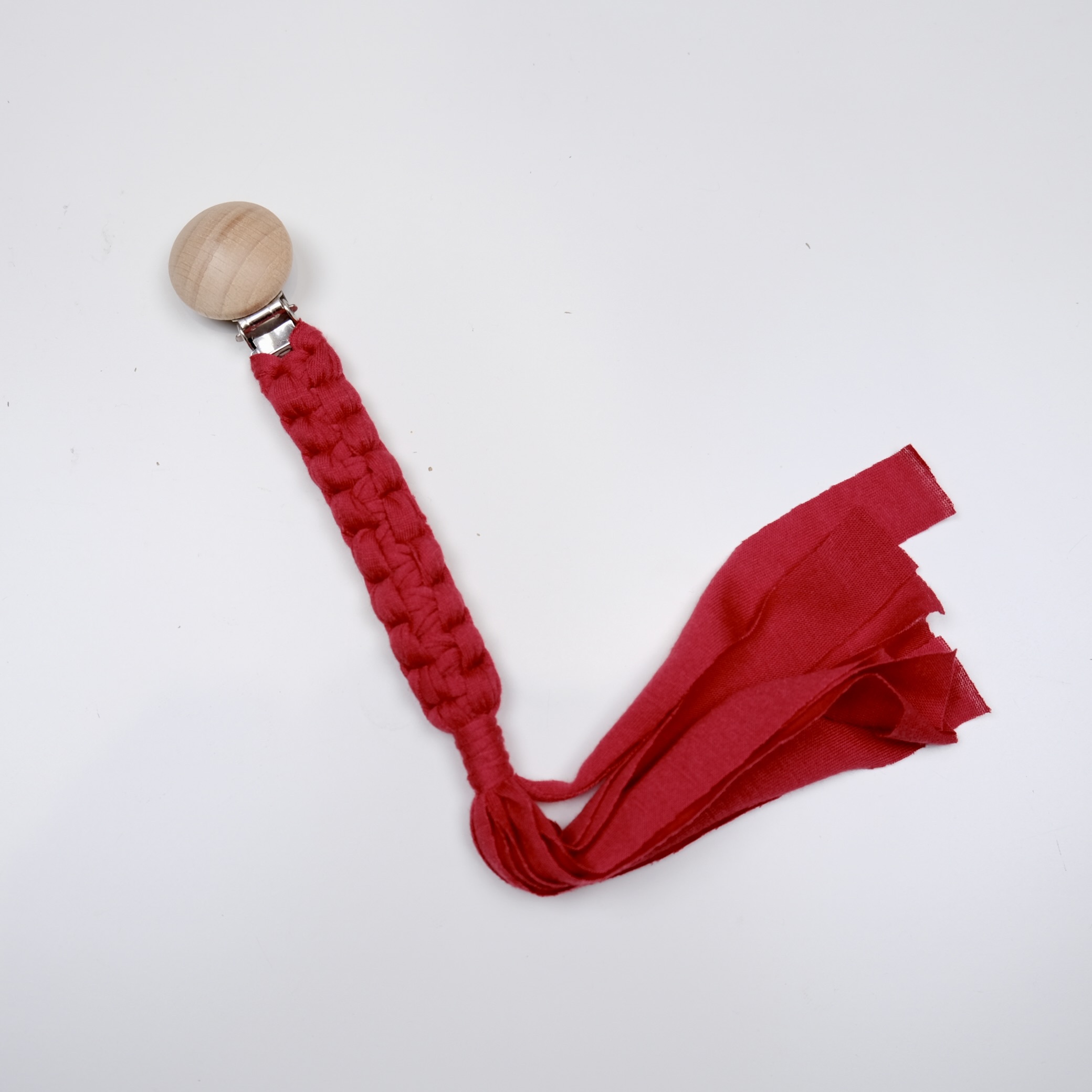 手作編織奶嘴鏈-深紅色