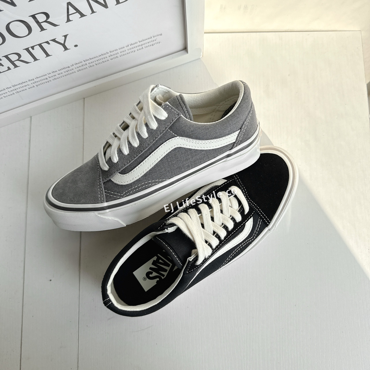 VANS OLD SKOOL 灰色麂皮帆布小增高咖啡邊VN000CT9PWT